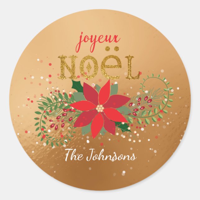 Adesivo Feliz Natal - Vidro de Ouro Francês (Frente)