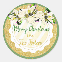 Adesivo Feliz Natal - Vinhetas de Poinsettia Personalizada