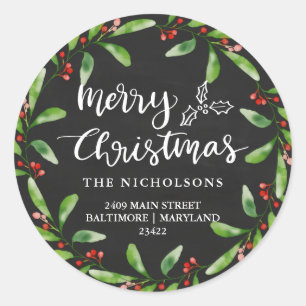 Adesivo Feliz Natal Vintage Chalkboard Return Address