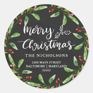 Adesivo Feliz Natal Vintage Chalkboard Return Address