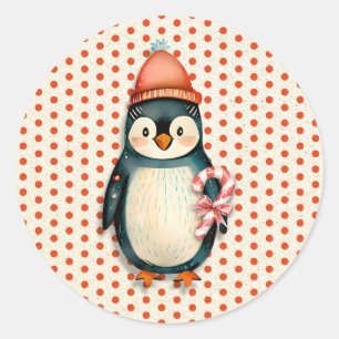 Adesivo Feliz Natal   Vintage Penguins Natal