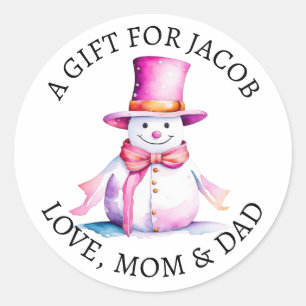 Adesivo Feliz Natal Vintage Watercolor Snowman