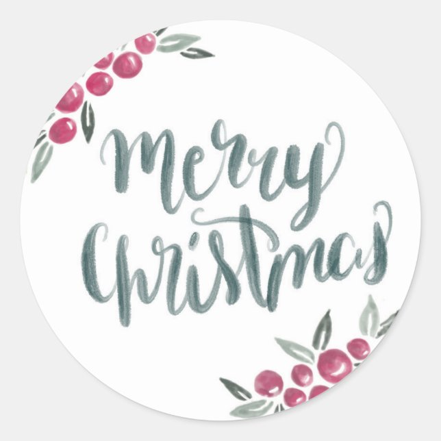 Adesivo Feliz Natal Watercolor Wreath (Frente)