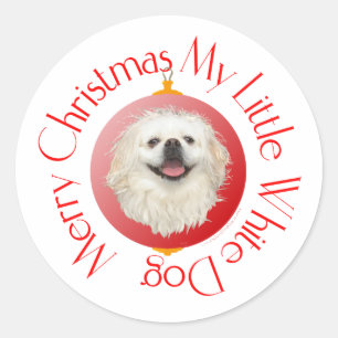 Adesivo Feliz Natal White Pekingese