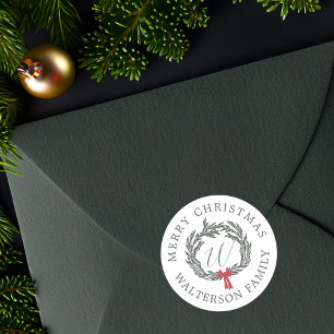 Adesivo Feliz Natal Winter Garland Wreath Monograma