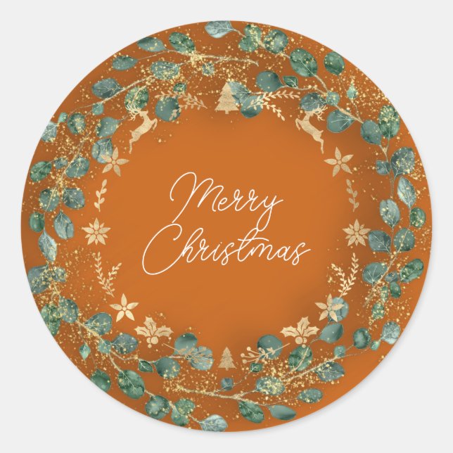 Adesivo Feliz Natal Wreath Green Woodland (Frente)