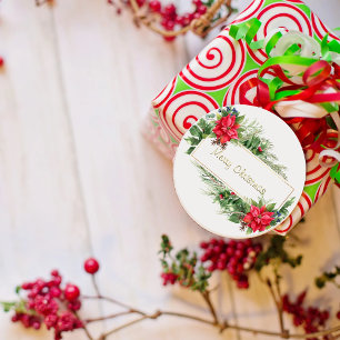 Adesivo Feliz Natal Wreath Intitulado Winter Red Saudação