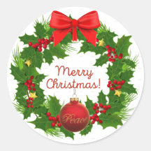 Feliz Natal Wreath Peace Sticker