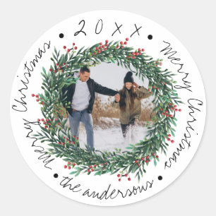 Adesivo  Feliz Natal Wreath Red Berries