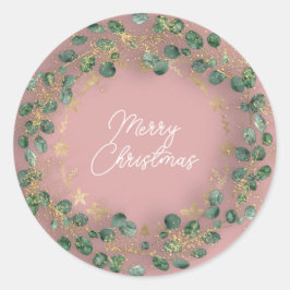 Adesivo Feliz Natal Wreath Rosa Woodland Wood Verde