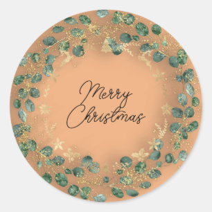 Adesivo Feliz Natal Wreath Verde Madeira Laranja