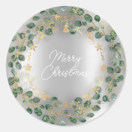 Adesivo Feliz Natal Wreath Verde Woodland Silver