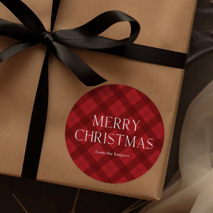 Adesivo Feliz Natal Xadrez Vermelho