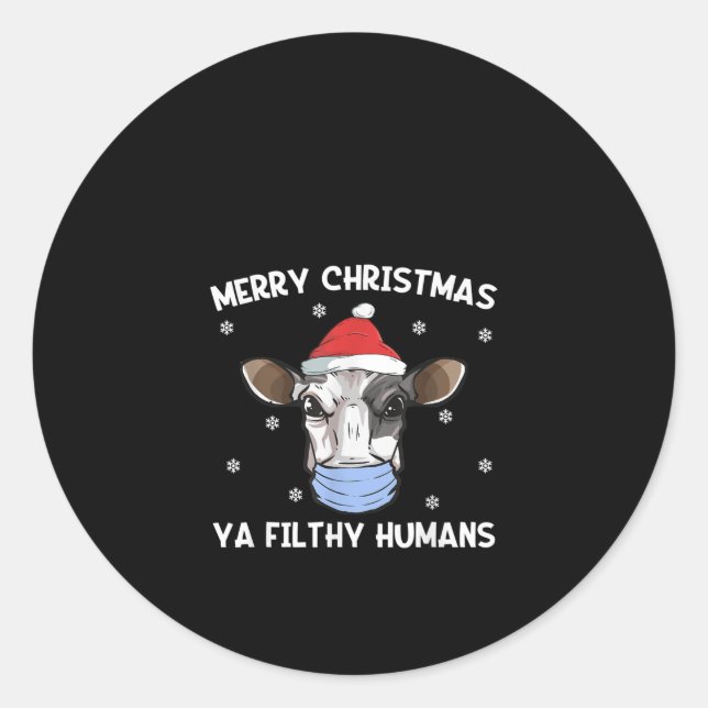 Adesivo Feliz Natal Ya Sujo Gente Vaca Máscara (Frente)