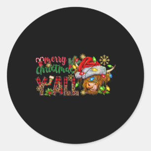 Adesivo Feliz Natal Y'all Cow Engraçado
