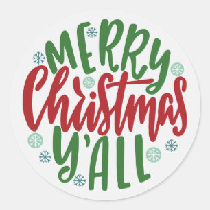 Adesivo Feliz Natal Y'all Envelope Vinheta de Selo