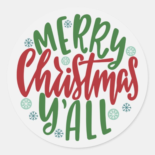 Adesivo Feliz Natal Y'all Envelope Vinheta de Selo (Frente)