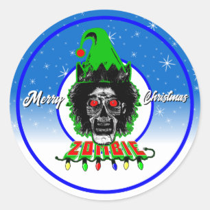 Adesivo Feliz Natal Zumbi Script Branco