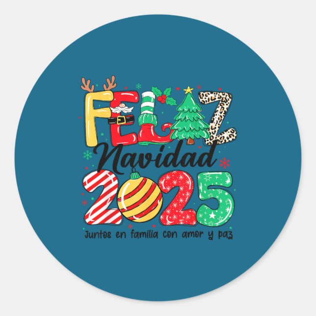 Adesivo Feliz Navidad 2025 Spanish Christmas Mexican Famil (Frente)