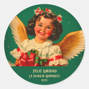 Adesivo "Feliz Navidad" Angel Round Sticker