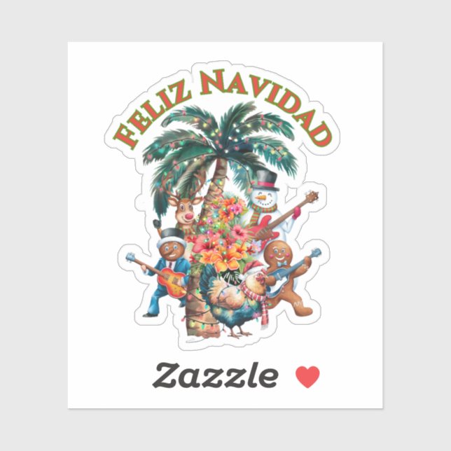 Adesivo Feliz Navidad Chicken e a Gang (Folha)