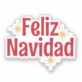Adesivo Feliz Navidad Espanhola Feliz Estrelas de Natal