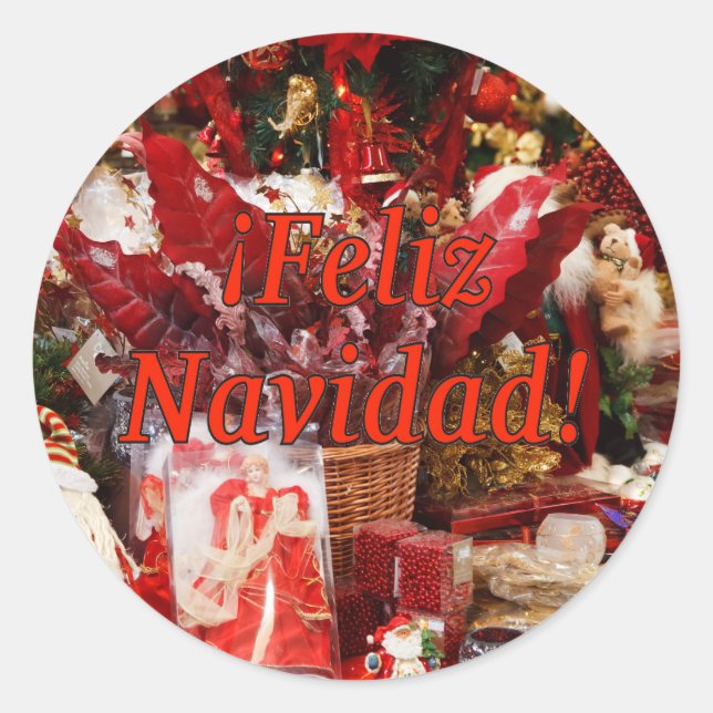 Adesivo Feliz Navidad! Feliz Natal em rf espanhol (Frente)