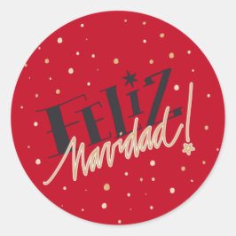 Adesivo Feliz Navidad, Feliz Natal, Vermelho, Dourado