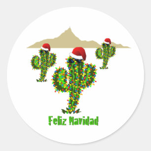 Adesivo Feliz Navidad - Luzes Arizonas de Natal Saguaro