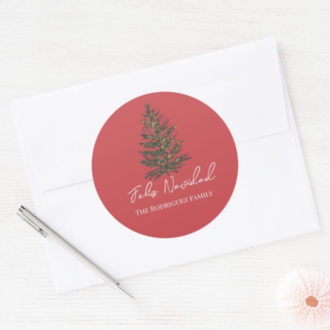 Adesivo Feliz Navidad-Merry Christmas Tree and Lights  (Envelope)