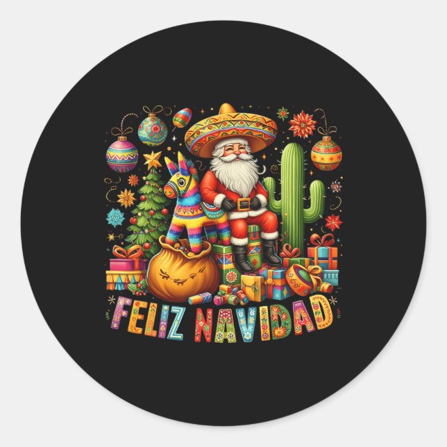 Adesivo Feliz Navidad Mexicana Engraçados Papais noeis De  (Frente)