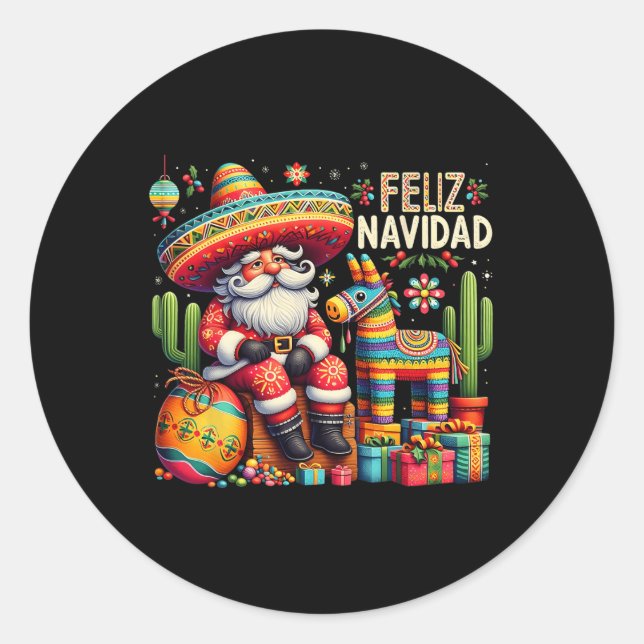 Adesivo Feliz Navidad Mexicana Engraçados Papais noeis De  (Frente)