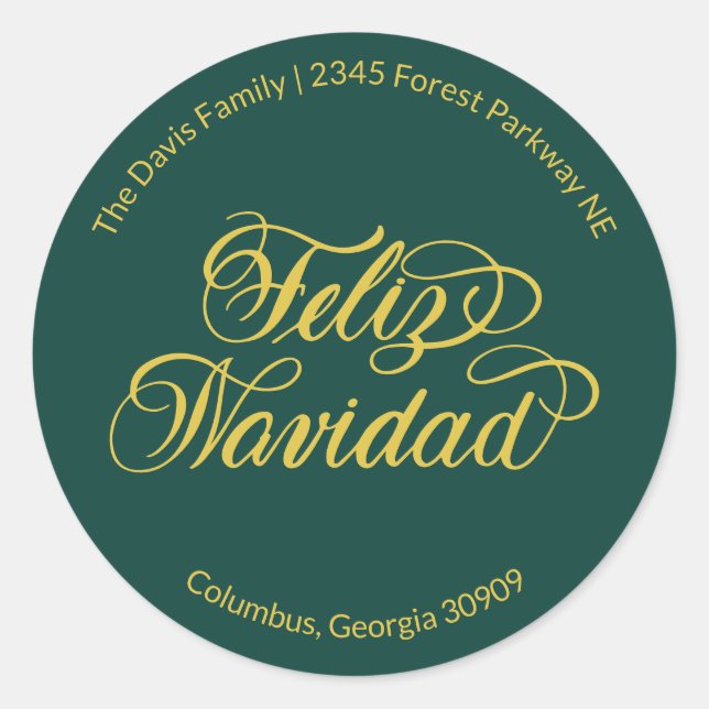 Adesivo Feliz Navidad Return Address (Frente)