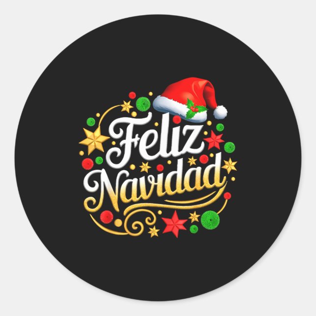 Adesivo Feliz Navidad Spanish Mexican Christmas Xmas Holid (Frente)