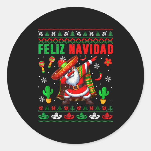 Adesivo Feliz Navidad Xmas Sweater Santa Sombrero Dabbing  (Frente)