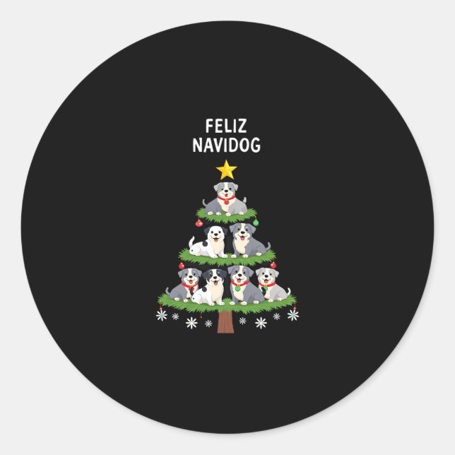 Adesivo Feliz Navidog Christmas Dog T-Shirt, Funny Cute Xm (Frente)