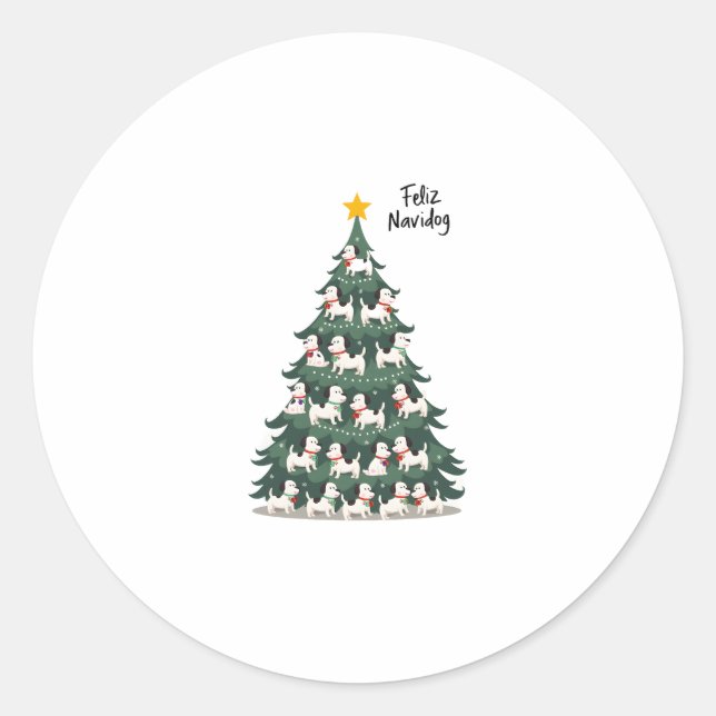 Adesivo Feliz Navidog Christmas Dog T-Shirt, Funny Cute Xm (Frente)