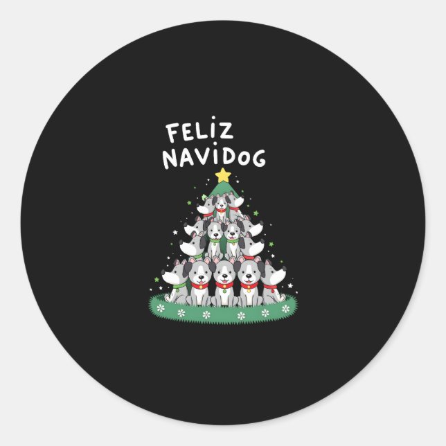 Adesivo Feliz Navidog Christmas Dog T-Shirt, Funny Cute Xm (Frente)