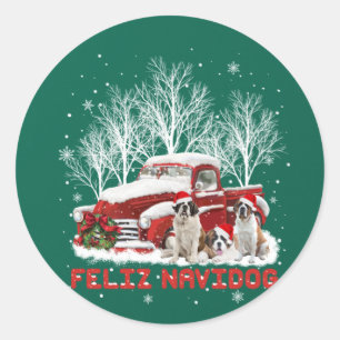 Adesivo Feliz Navidog Santo Bernard Christmas Dog Lovers