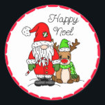 Adesivo Feliz Noel Gnome Papais noeis e Reindeer Christmas<br><div class="desc">Gnomo de Natal bonito e cartoon de renas desenharam adesivos de férias.</div>