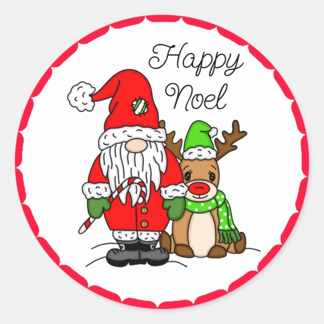 Adesivo Feliz Noel Gnome Papais noeis e Reindeer Christmas (Frente)