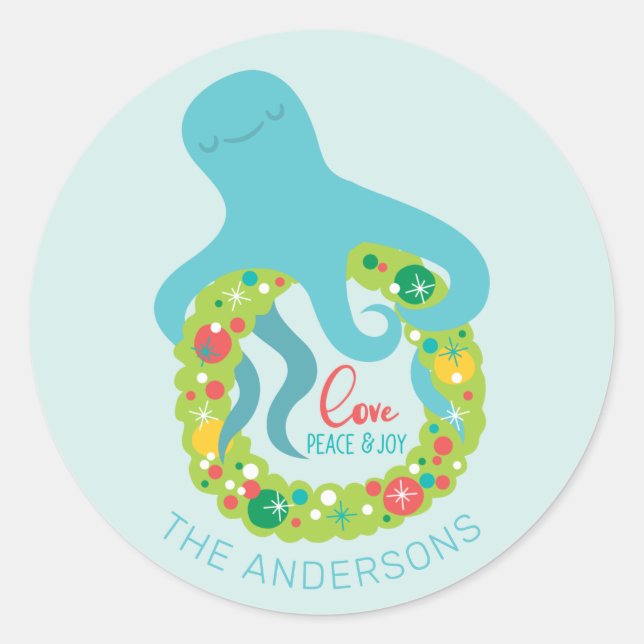 Adesivo Feliz Octopus Natal (Frente)