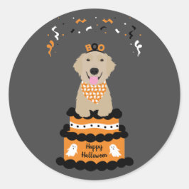 Adesivo Feliz Ouro de Halloween Retriever Spooky Ghost Boo
