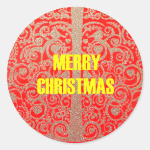 Adesivo Feliz Ouro de Natal Red Snow Glitter Hearts Art