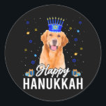 Adesivo Feliz Ouro Hanukkah Retriever Menorah Hat<br><div class="desc">Feliz Ouro Hanukkah Retriever Menorah Hat</div>