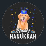 Adesivo Feliz Ouro Hanukkah Retriever Menorah Hat<br><div class="desc">Feliz Ouro Hanukkah Retriever Menorah Hat</div>