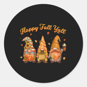 Adesivo Feliz Outono para Vocês Gnome Abóbora Folhas de Ou