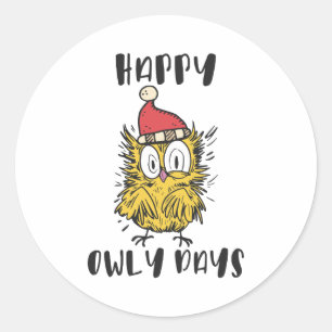 Adesivo Feliz Owly Days Engraçado Papai noel Coruja