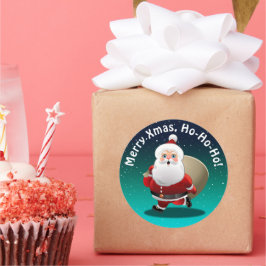 Adesivo Feliz Pai Natal Com Um Cheio De Presentes