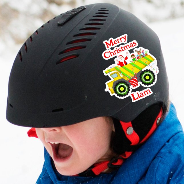 Adesivo Feliz Papai noel De Natal Em Despejo Com Elf, Rudo (Santa, Elf & Rudolph spread cheer in dump truck. Perfect for dump truck-loving kids.)